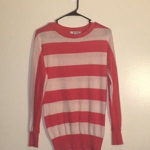 Pink/white striped light sweater